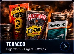 Tobacco, cigars and wraps for sale at LA Vape & Tobacco